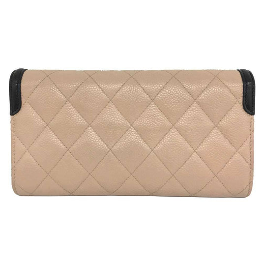 Chanel Caviar Skin Long Wallet Beige