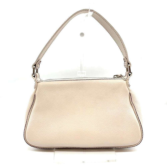 Chanel Leather Shoulder Bag White Silver Hardware