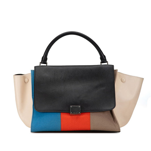 Celine Trapeze Medium Tricolor Leather Handbag