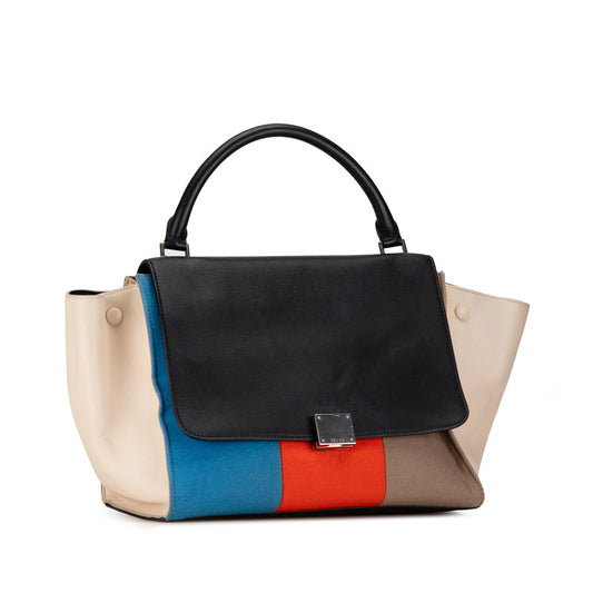 Celine Trapeze Medium Tricolor Leather Handbag