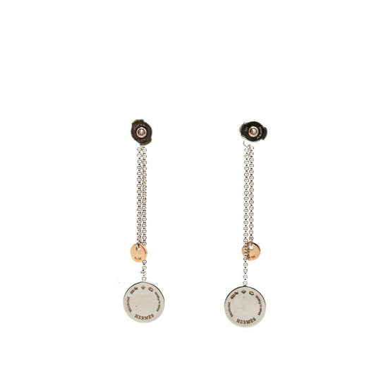 Hermes Silver Pink Gold Earrings