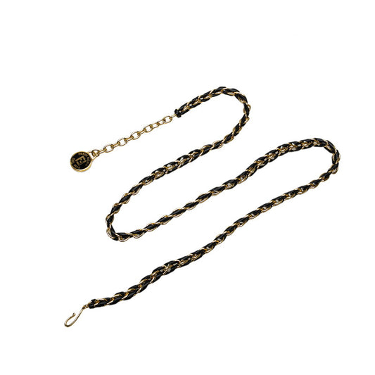 Fendi Chain Belt Gold Black Leather