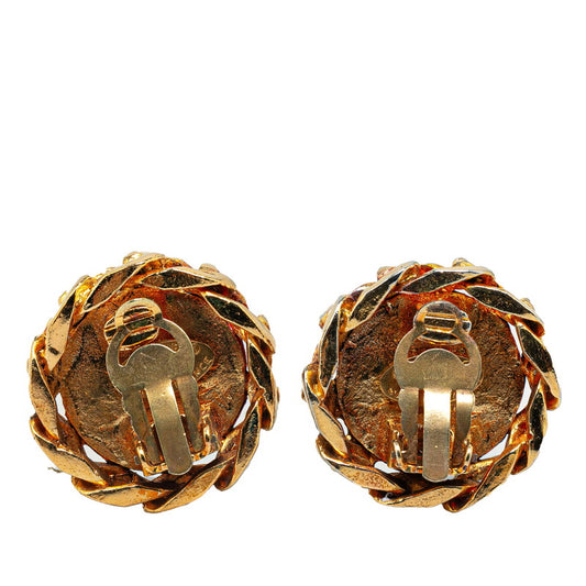 Chanel Gold Rhinestone Windmill Motif Earrings