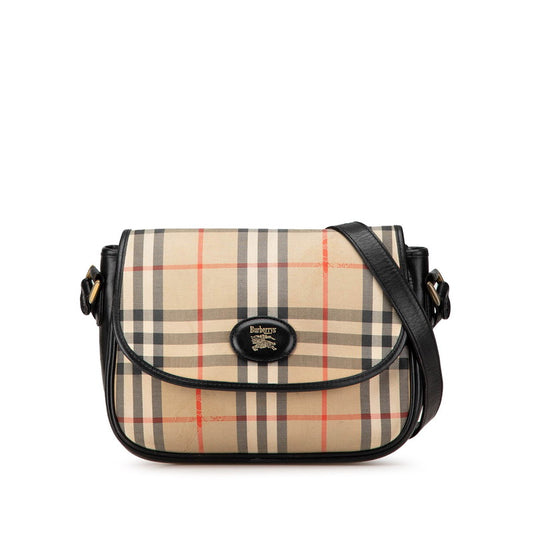 Burberry Nova Check Canvas Leather Shoulder Bag