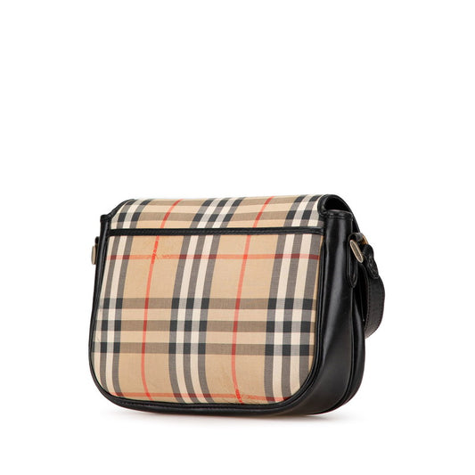 Burberry Nova Check Canvas Leather Shoulder Bag