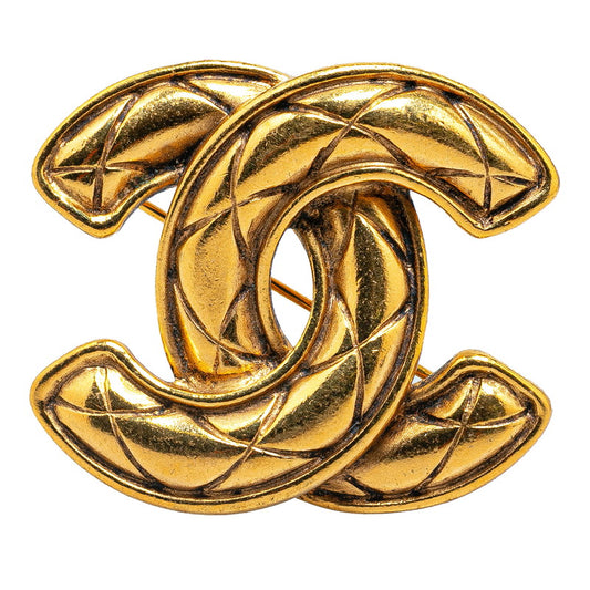 Chanel Matelasse Coco Mark Brooch Gold