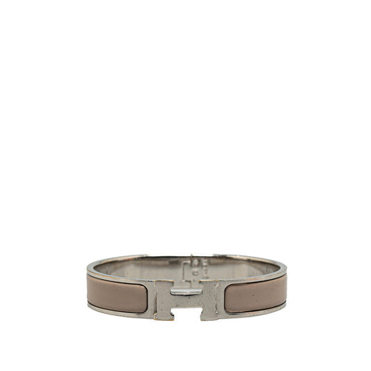 Hermes Click Clack H PM Bangle Silver Gray