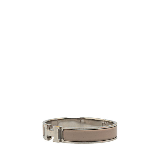 Hermes Click Clack H PM Bangle Silver Gray