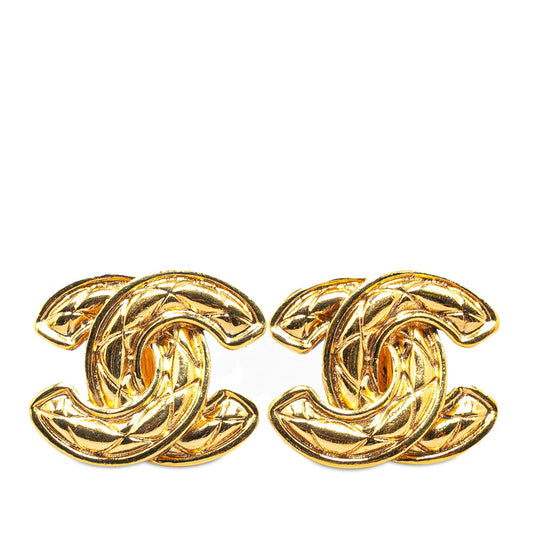 Chanel Matelasse Coco Mark Earrings Gold