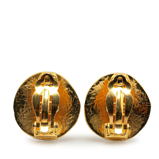 Chanel Vintage Round Coco Mark Earrings Gold