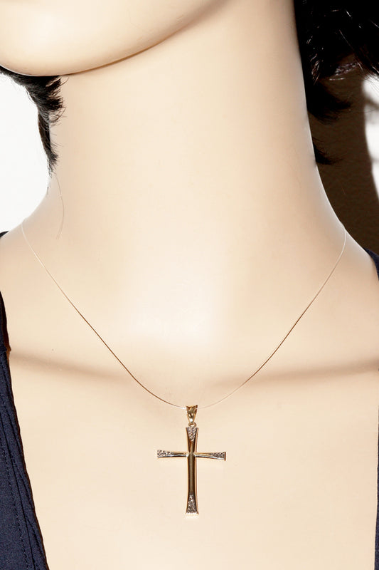 K18YG K18WG Gold Cross Pendant