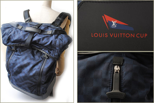 Louis Vuitton Nylon Damier Backpack Blue N41194