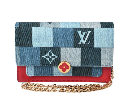 Louis Vuitton Denim Monogram Chain Wallet Shoulder Bag