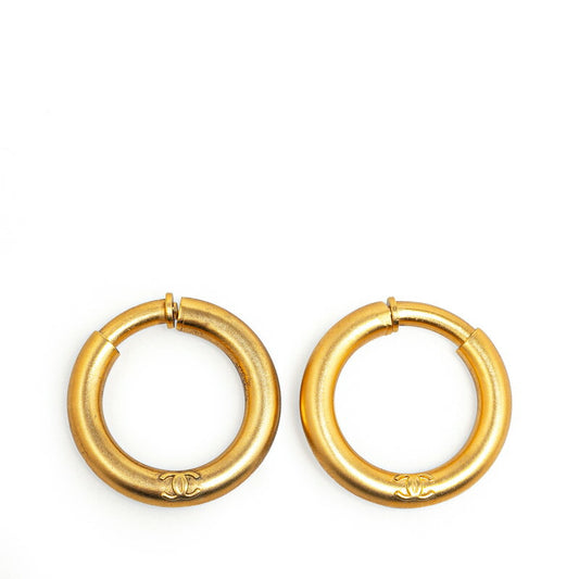 Chanel Coco Mark Hoop Earrings Gold