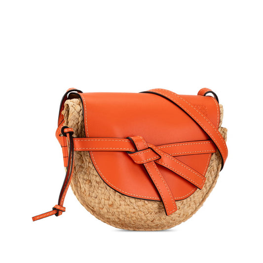 Loewe Anagram Gate Bag Raffia Leather