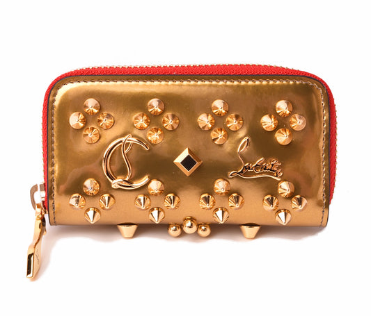 Christian Louboutin Coin Case Key Pouch Gold Studs