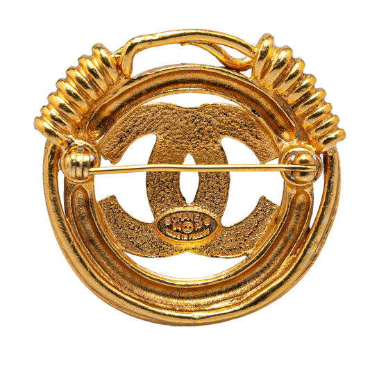 Chanel Vintage Coco Mark Circle Brooch Gold