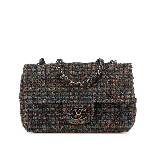 Chanel Tweed Leather Mini Matelasse Crossbody