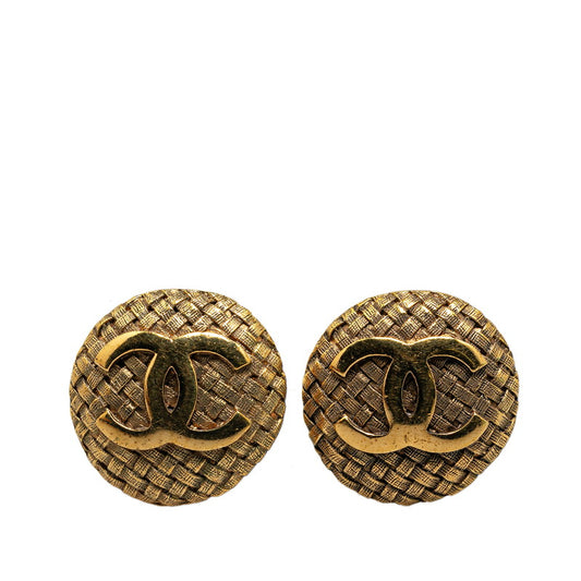 Chanel Vintage Coco Mark Gold Earrings