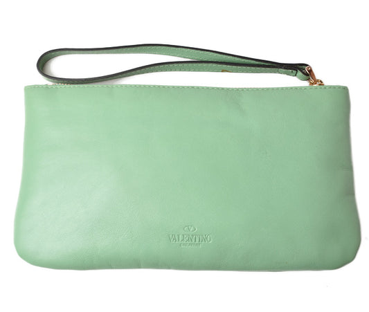 Valentino Leather Clutch Bag Mint Green