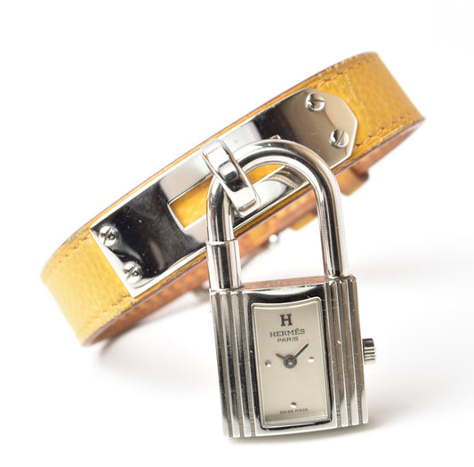 Hermes Kelly Watch Bracelet Quartz Yellow Gold Silver