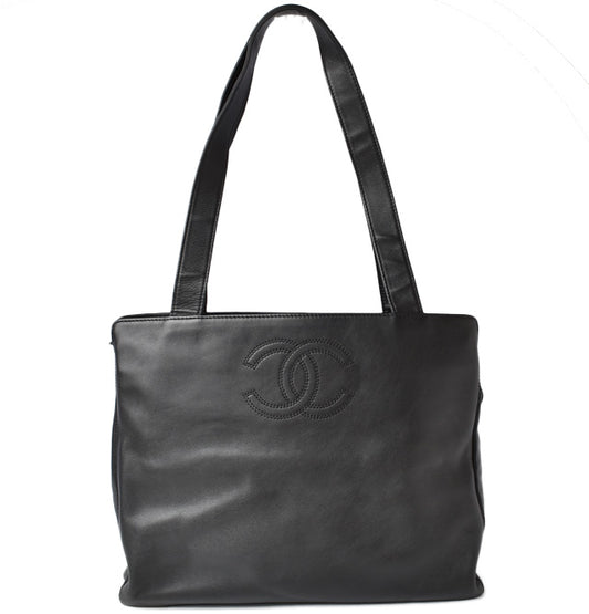 Chanel Lambskin Shoulder Tote Bag Black