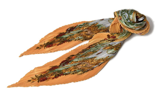 Hermes Silk Twill Pleated Scarf Orange Multi