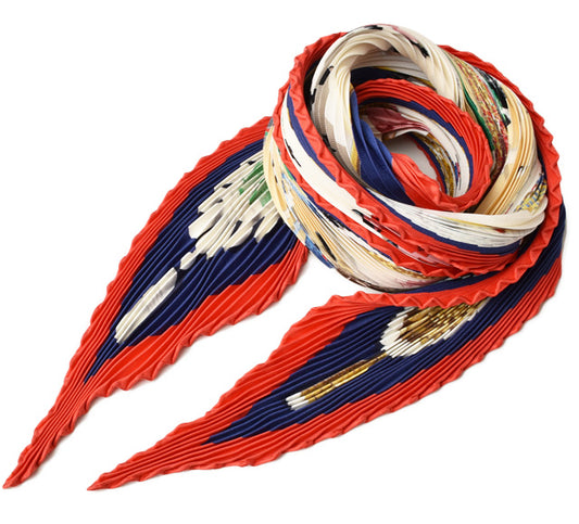 Hermes Silk Scarf Pleated Red Multi