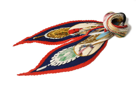 Hermes Silk Scarf Pleated Red Multi