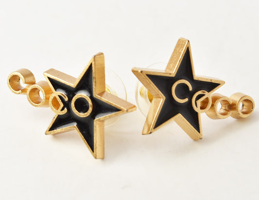 Chanel Earrings COCO Star Black Gold