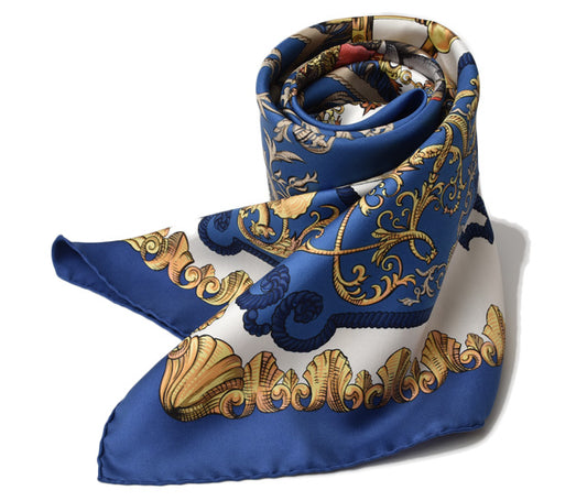 Hermes Silk Scarf LVDOVICVS MAGNVS Blue