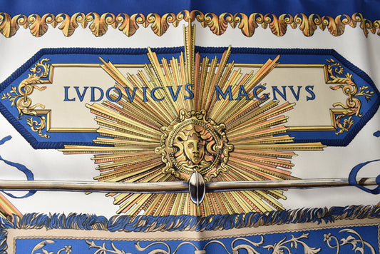 Hermes Silk Scarf LVDOVICVS MAGNVS Blue