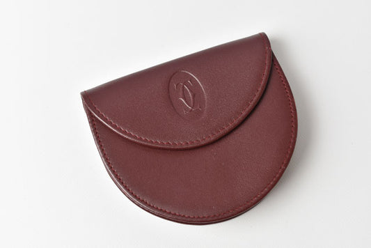 Cartier Leather Coin Case Wallet Bordeaux