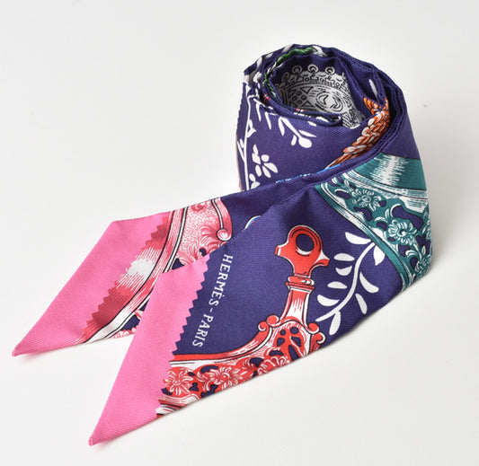 Hermes Silk Twilly Scarf Royal Pink