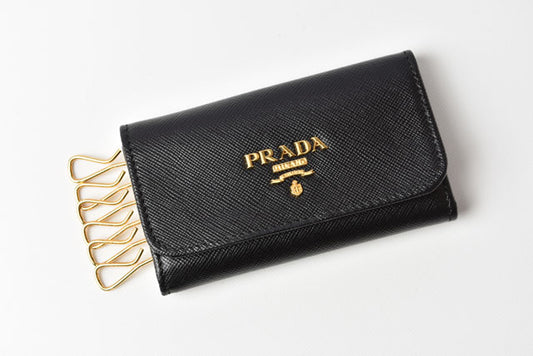 Prada Embossed Leather Key Case Key Holder 1PG222