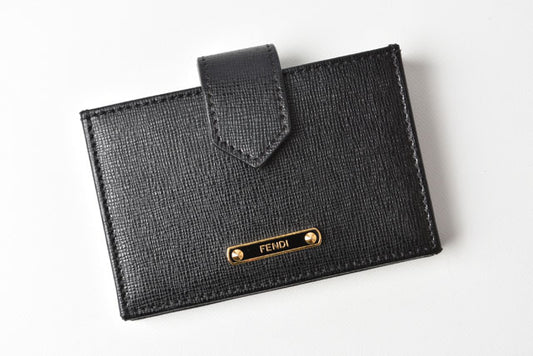 Fendi Leather Card Case Black/Gold