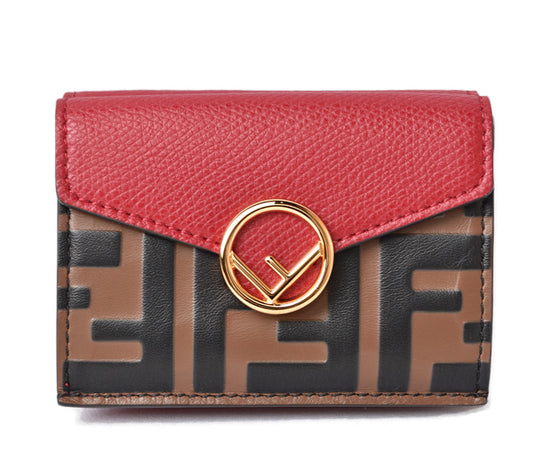 Fendi Leather Tri-Fold Wallet F IS FENDI Red