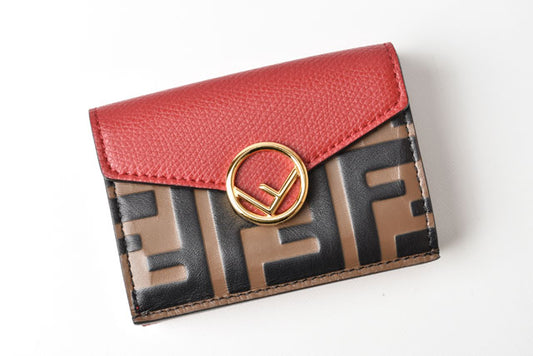 Fendi Leather Tri-Fold Wallet F IS FENDI Red