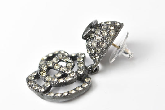 Chanel Camellia Motif Rhinestone Earrings