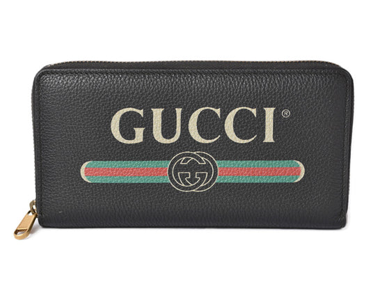 Gucci Vintage Logo Black Long Wallet