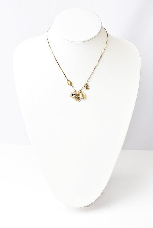 Chanel Necklace Pendant Chain Marine Motif CC Gold