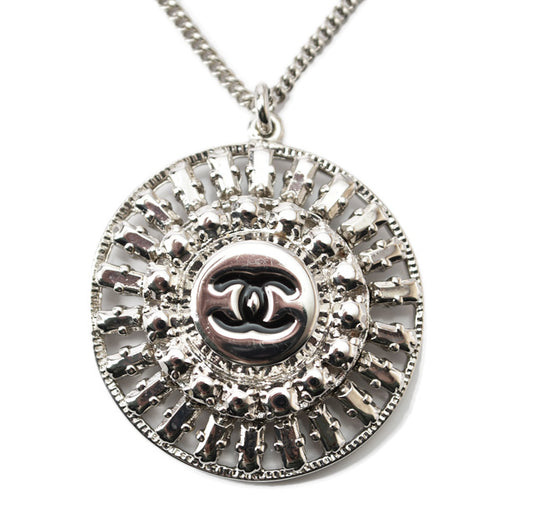 Chanel Silver Circle Motif Necklace Pendant