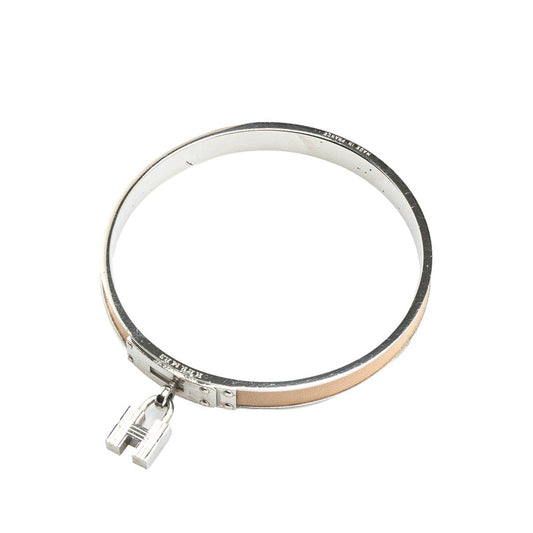 Hermes Kelly H Cadena Motif Bangle Silver Beige