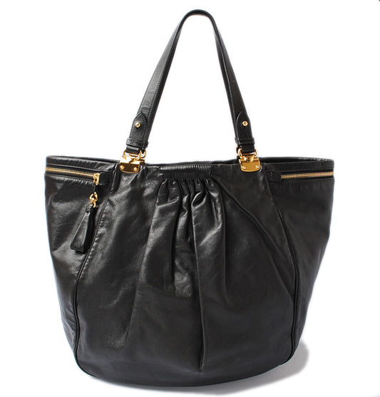 Miu Miu Leather Shoulder Tote Bag Black