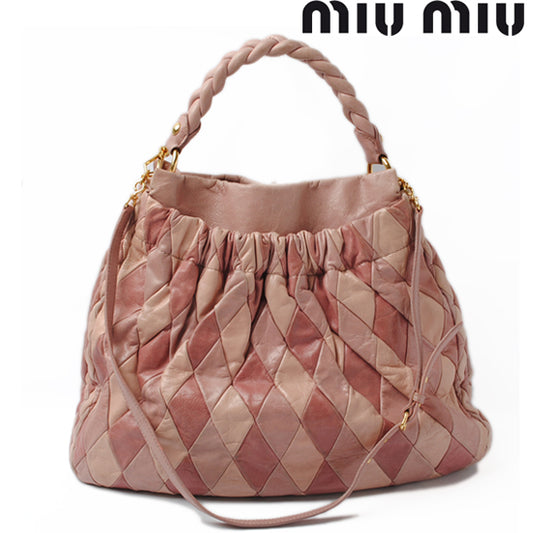 Miu Miu 2way Leather Hobo Bag Pink