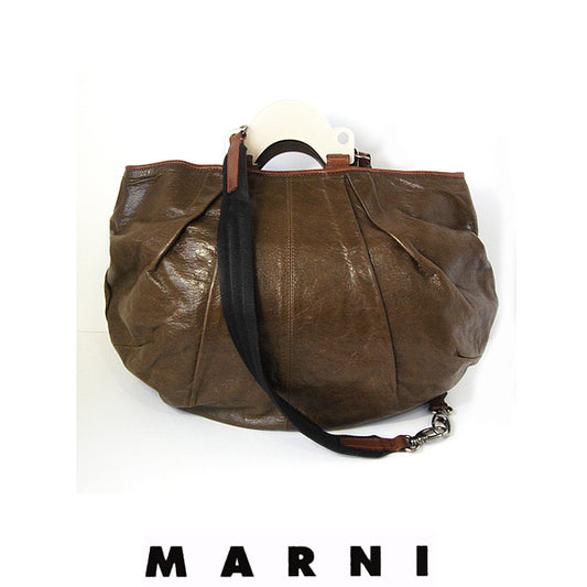 Marni Leather Balloon Bag MM Brown