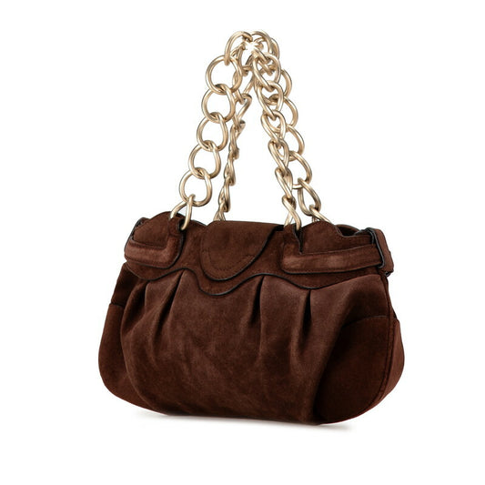 Salvatore Ferragamo Suede Gancini Chain Handbag