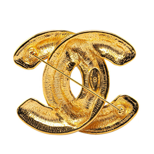 Chanel Vintage Matelasse Coco Mark Brooch Gold