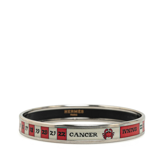 Hermes Enamel PM Cancer Bangle Silver Red White