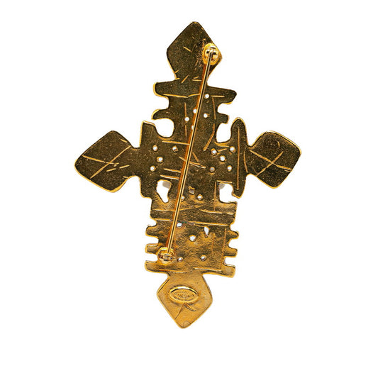 Chanel Vintage Coco Mark Cross Brooch Gold